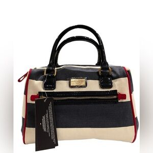 Tommy Hilfiger patent leather & canvas handbag